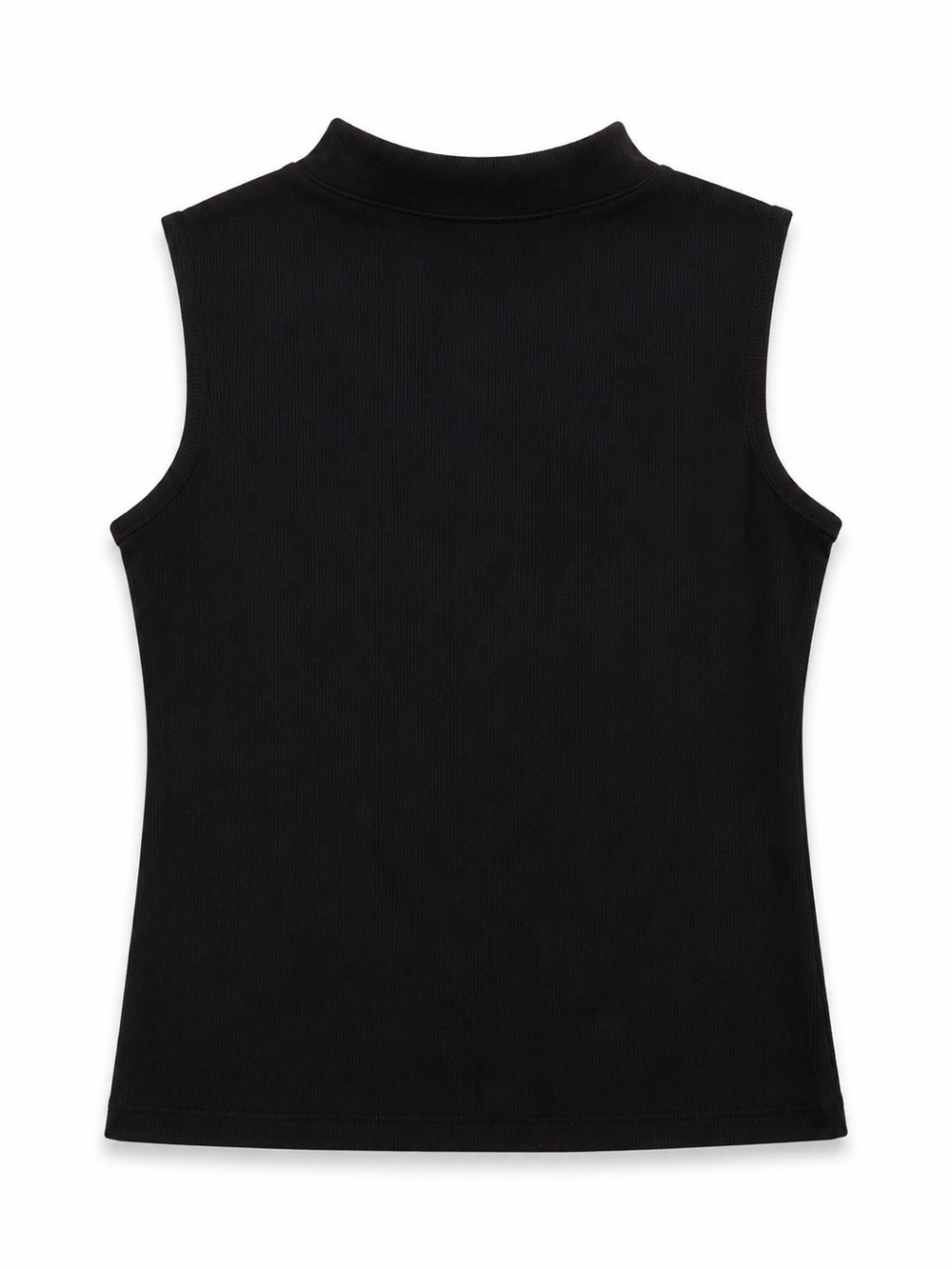 Tahari Black Ribbed Mock Neck Sleeveless Top Stretch Knit Medium Classic - Picture 4 of 4